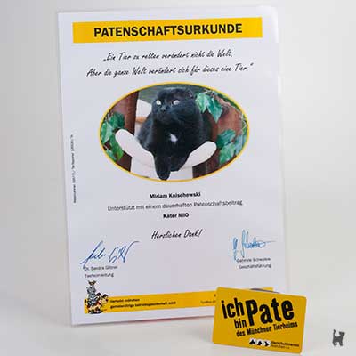 Patenschaftsurkunde des Tierheims München