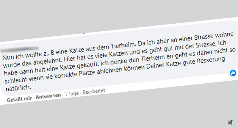 Screenshot Kritik an Tierheim