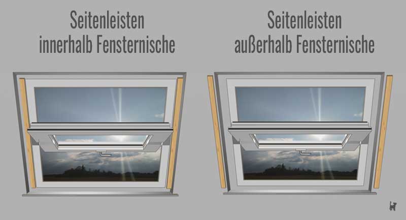 Seitenleisten innerhalb und außerhalb der Fensternische