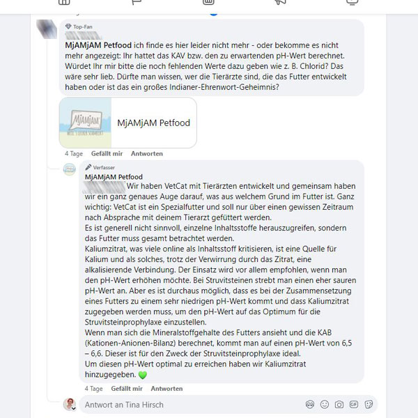 Screenshot der Kommentarspalte auf der Mjamjam-Facebookseite